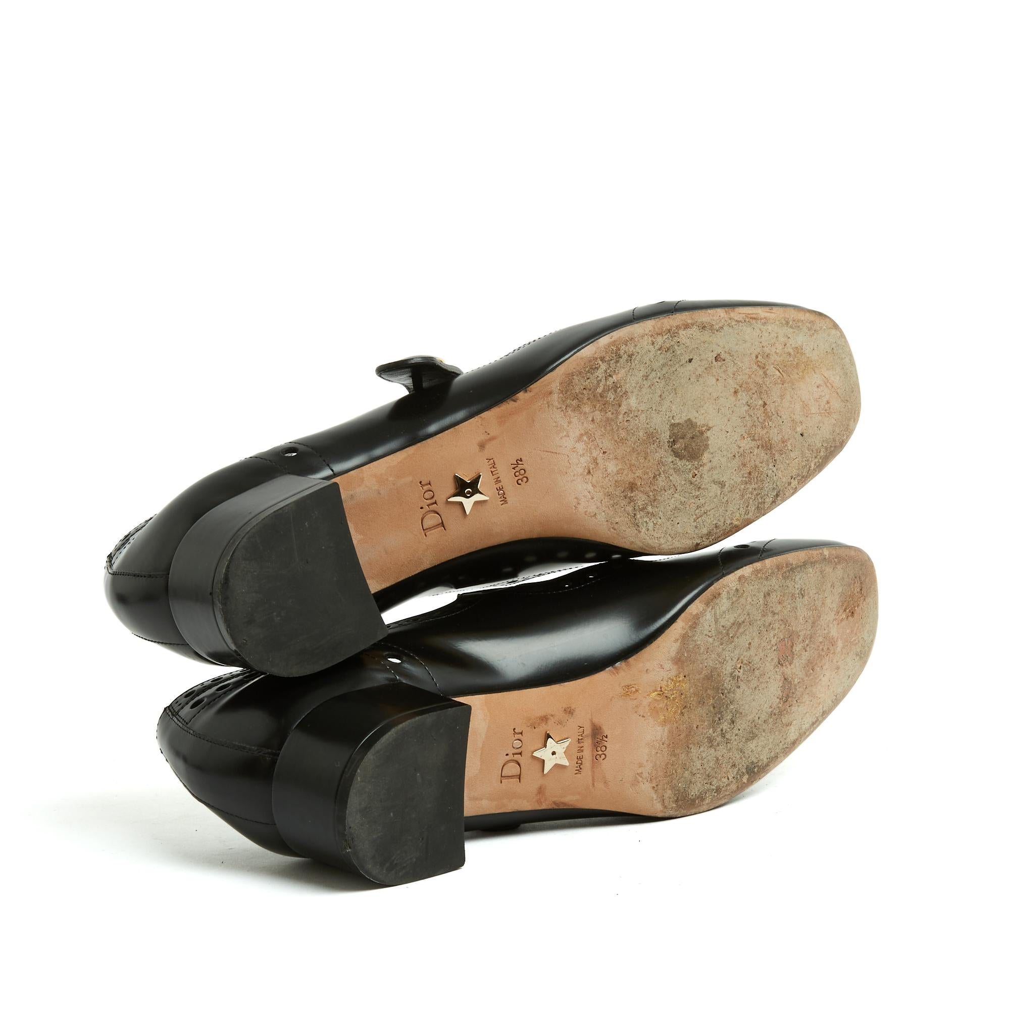 Christian Dior Escarpins EU38,5 Baby D Schwarze Leder Pumps Schuhe UK5.5 US8 im Angebot 1