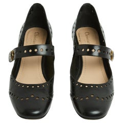 Christian Dior Escarpins EU38.5 Baby D Black Leather Pumps Shoes UK5.5 US8