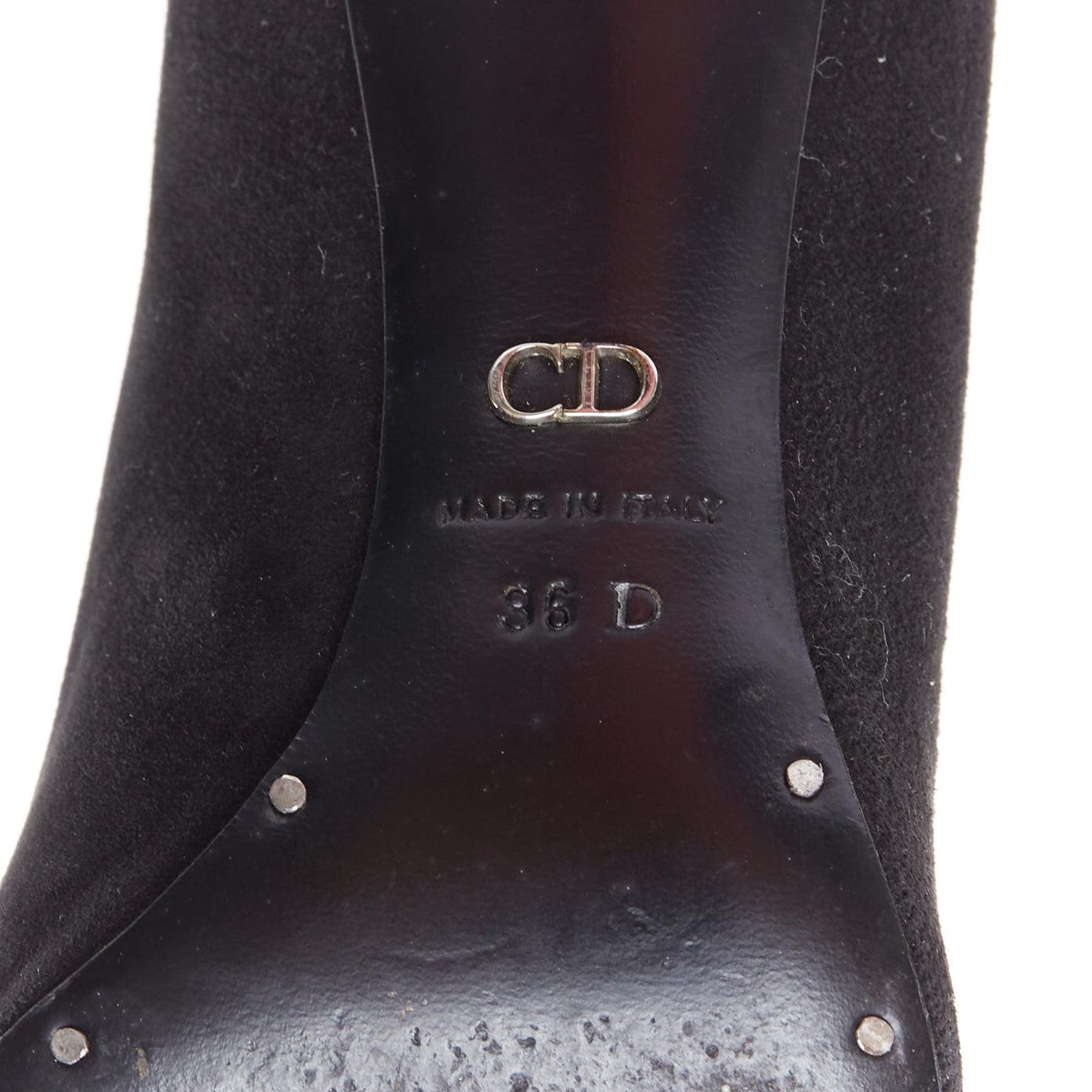 CHRISTIAN DIOR Essence  70 black suede leather curved heel pumps EU36 For Sale 5