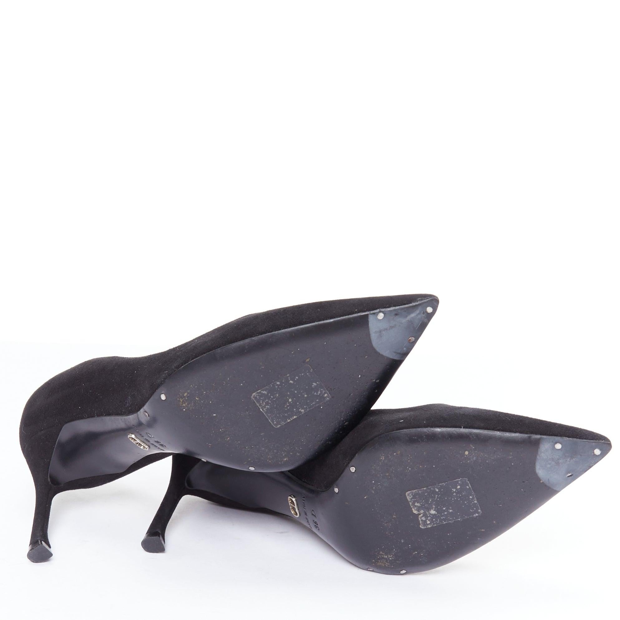 CHRISTIAN DIOR Essence  70 black suede leather curved heel pumps EU36 For Sale 6