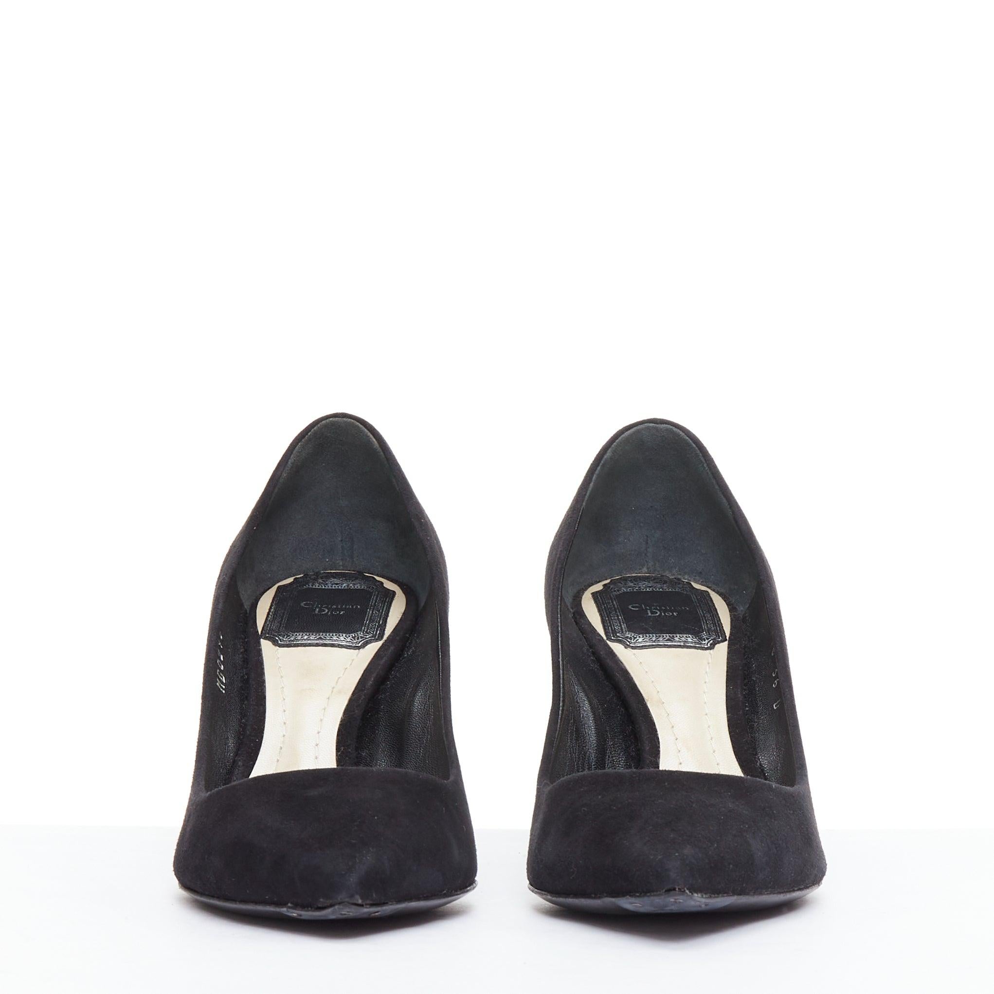 Black CHRISTIAN DIOR Essence  70 black suede leather curved heel pumps EU36 For Sale