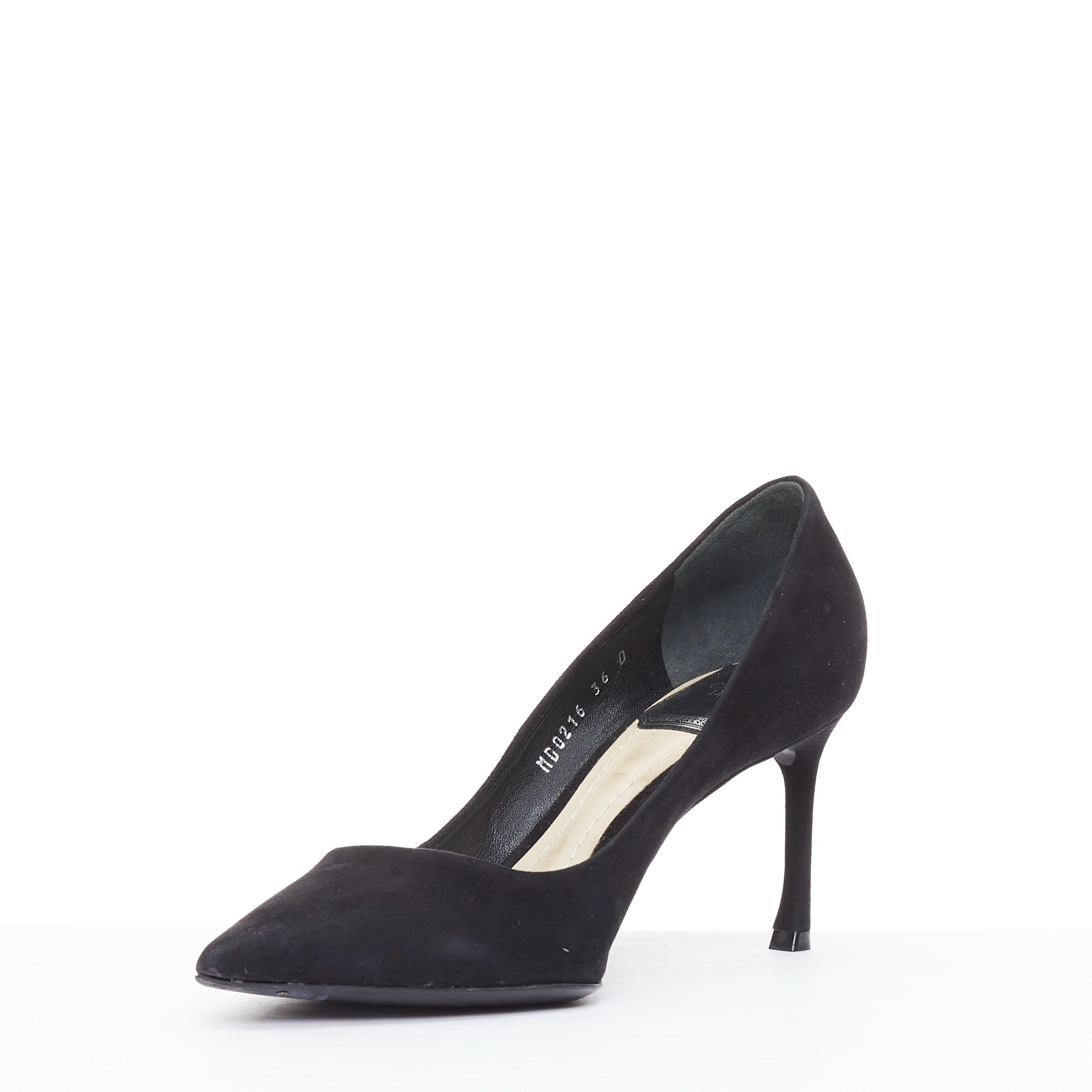 CHRISTIAN DIOR Essence  70 black suede leather curved heel pumps EU36 In Good Condition For Sale In Hong Kong, NT