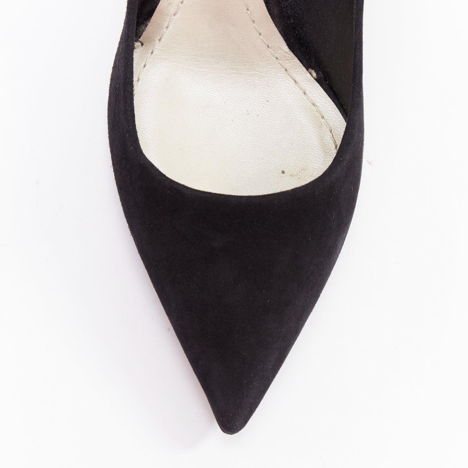 CHRISTIAN DIOR Essence  70 black suede leather curved heel pumps EU36 For Sale 1