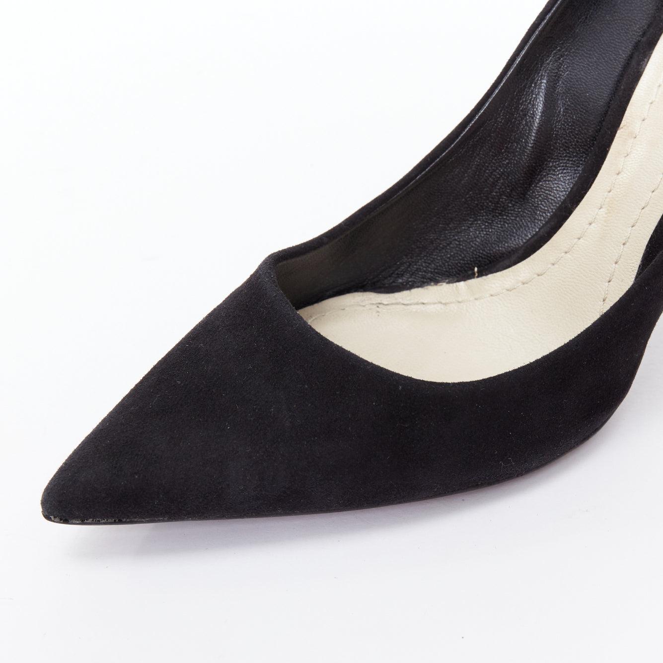 CHRISTIAN DIOR Essence  70 black suede leather curved heel pumps EU36 For Sale 2