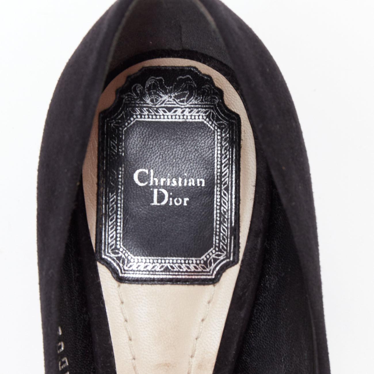 CHRISTIAN DIOR Essence  70 black suede leather curved heel pumps EU36 For Sale 4