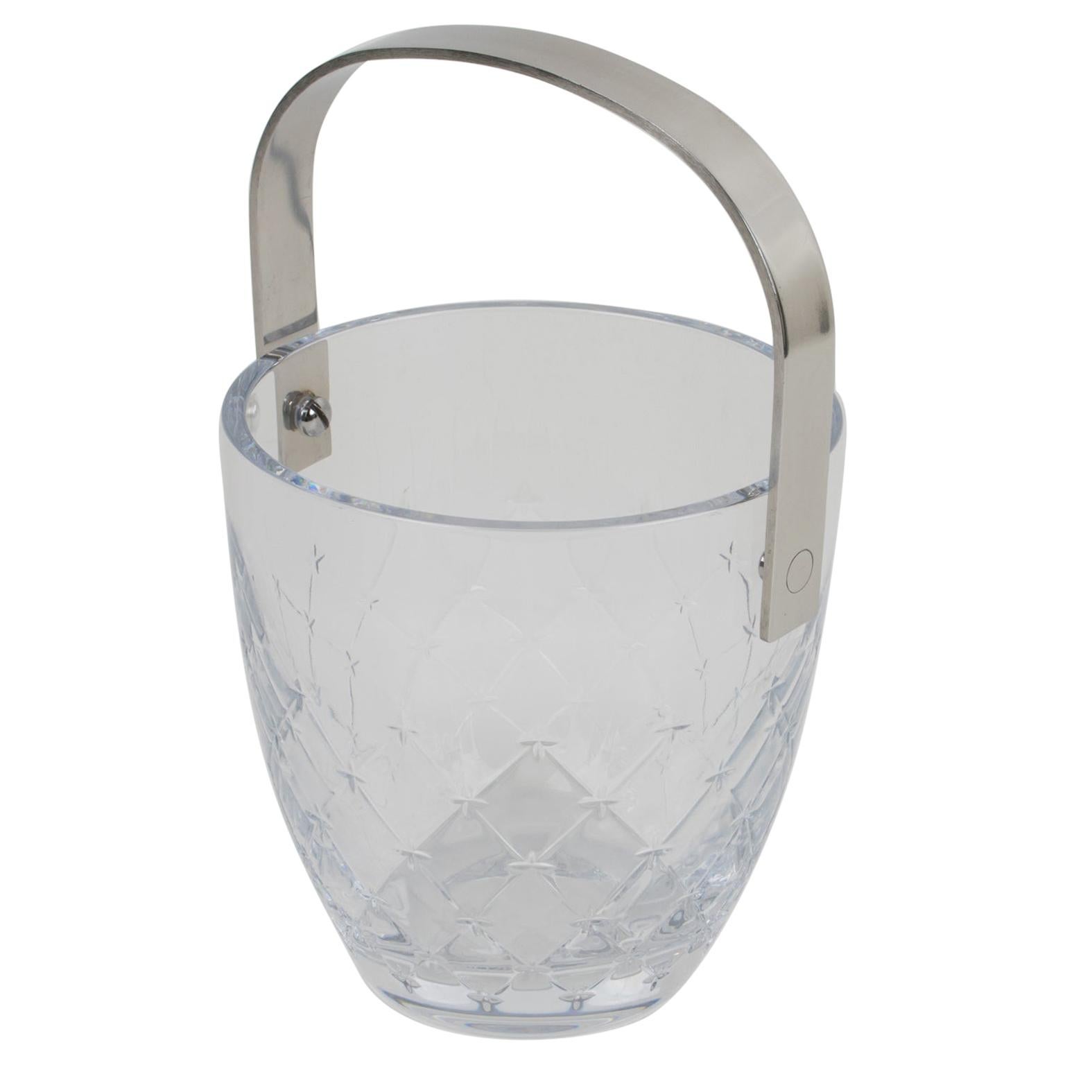 Christian Dior Etched Crystal and Stainless Steel Ice Bucket Cooler