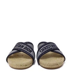 Christian Dior EU 38.5 Granville Espadrille Slide in Blue.