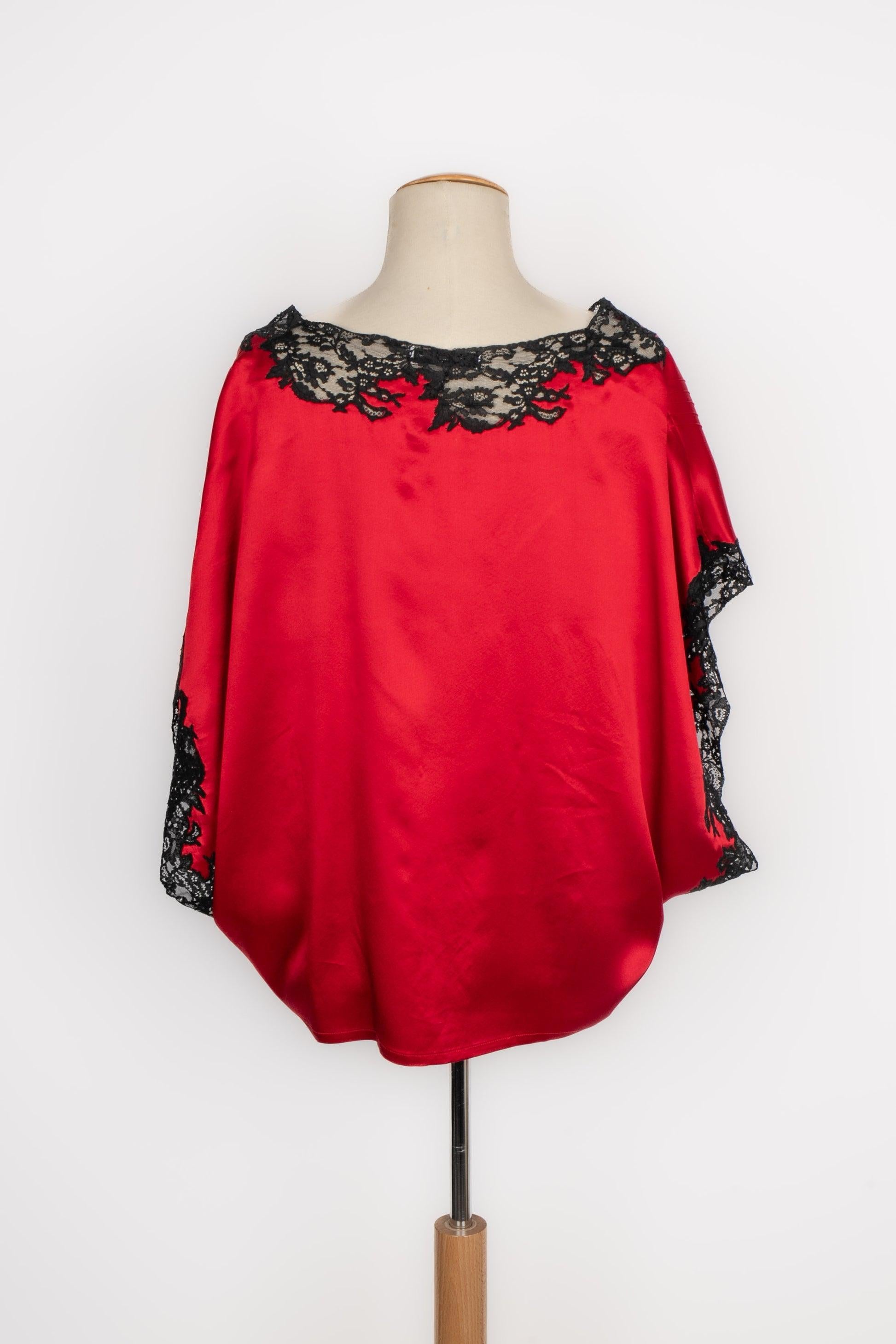 Christian Dior Evening Red Blended Silk Top In Excellent Condition For Sale In SAINT-OUEN-SUR-SEINE, FR