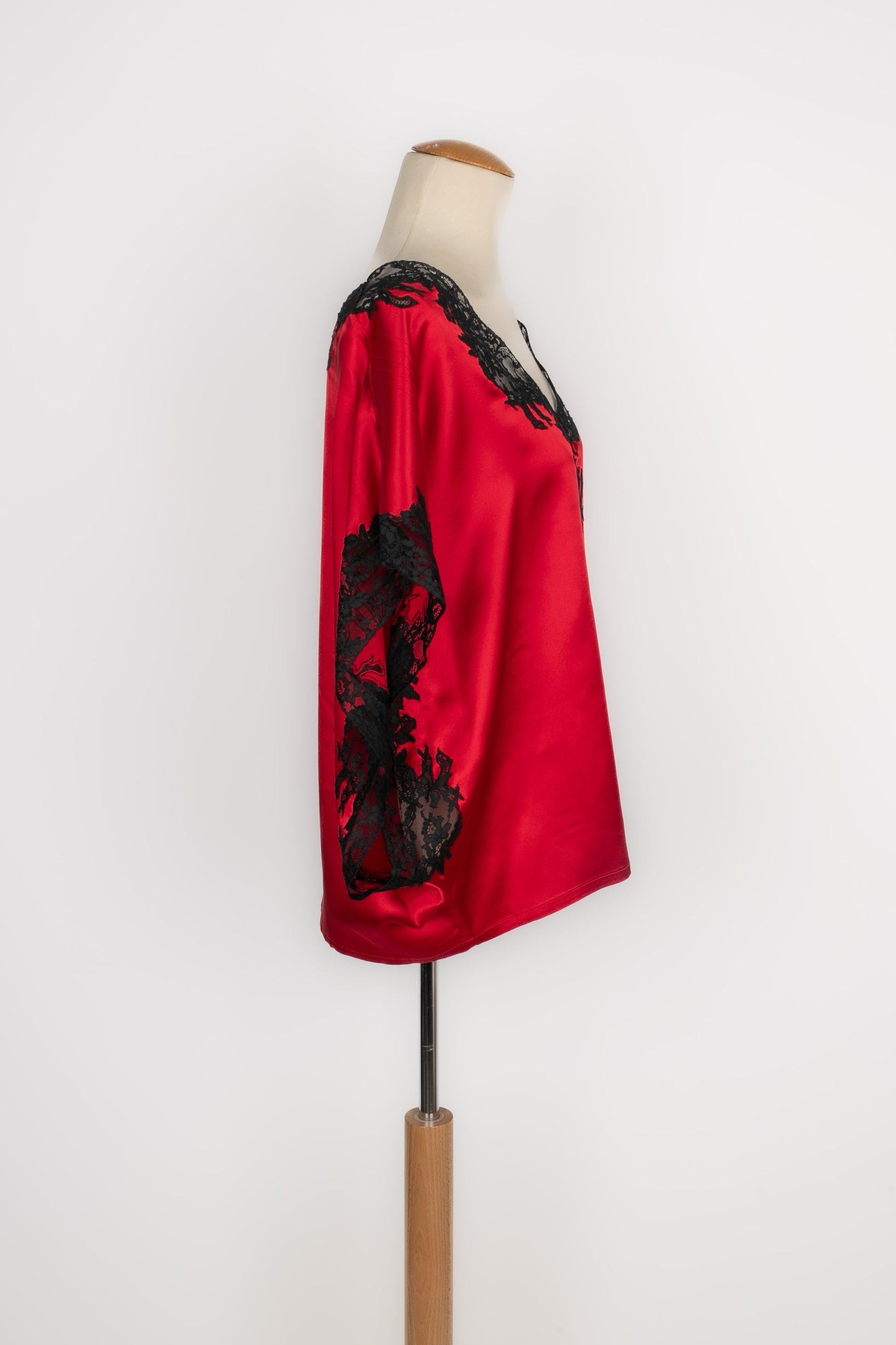 Women's Christian Dior Evening Red Blended Silk Top For Sale