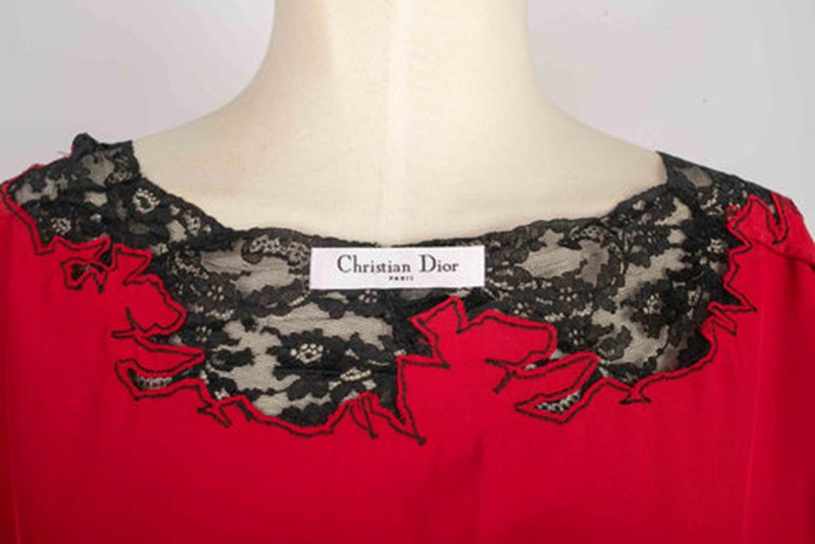 Christian Dior Evening Red Blended Silk Top For Sale 4