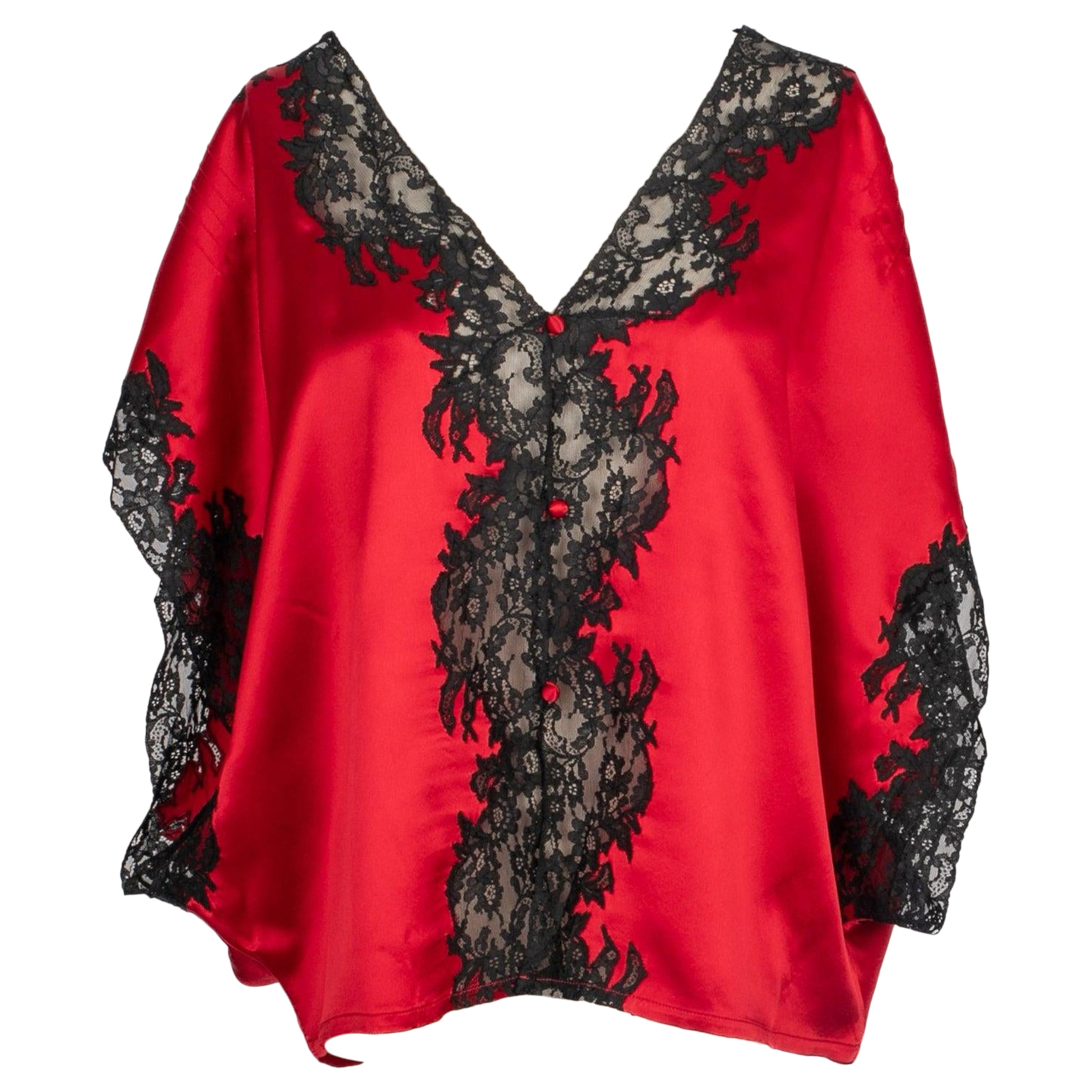 Christian Dior Evening Red Blended Silk Top For Sale