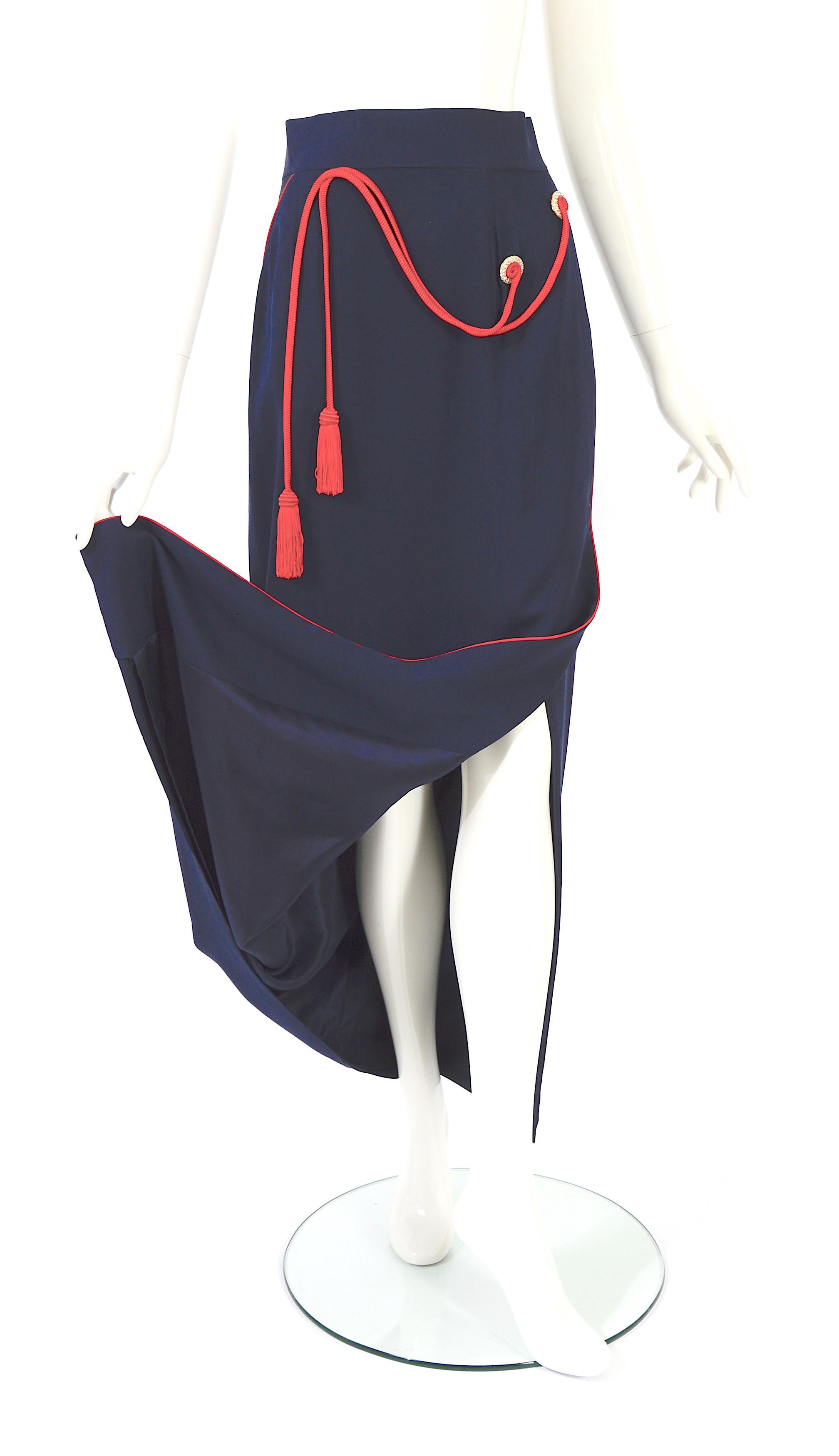 Christian Dior F/W 1993 by Gianfranco Ferre rare embellished bleu silk skirt   For Sale 7