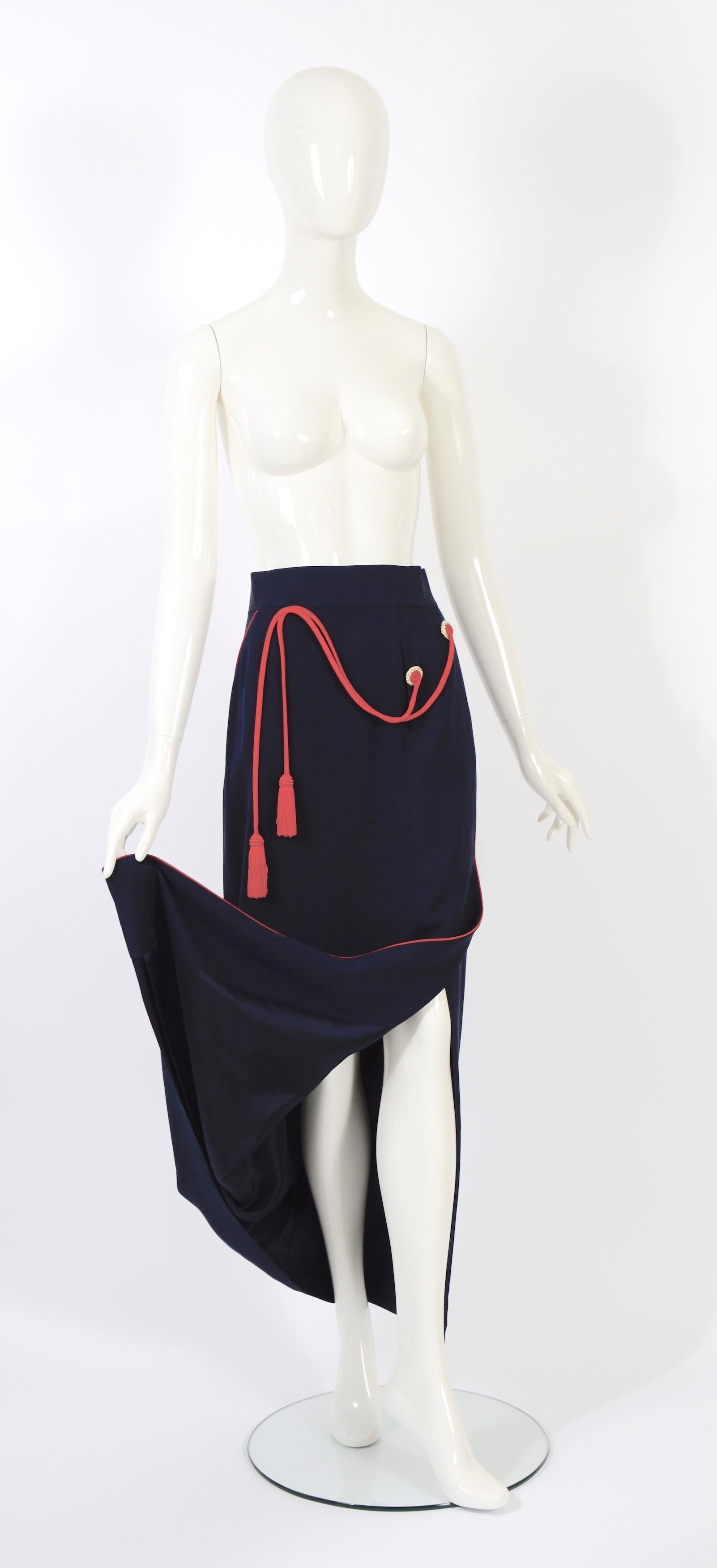Christian Dior F/W 1993 by Gianfranco Ferre rare embellished bleu silk skirt   For Sale 11