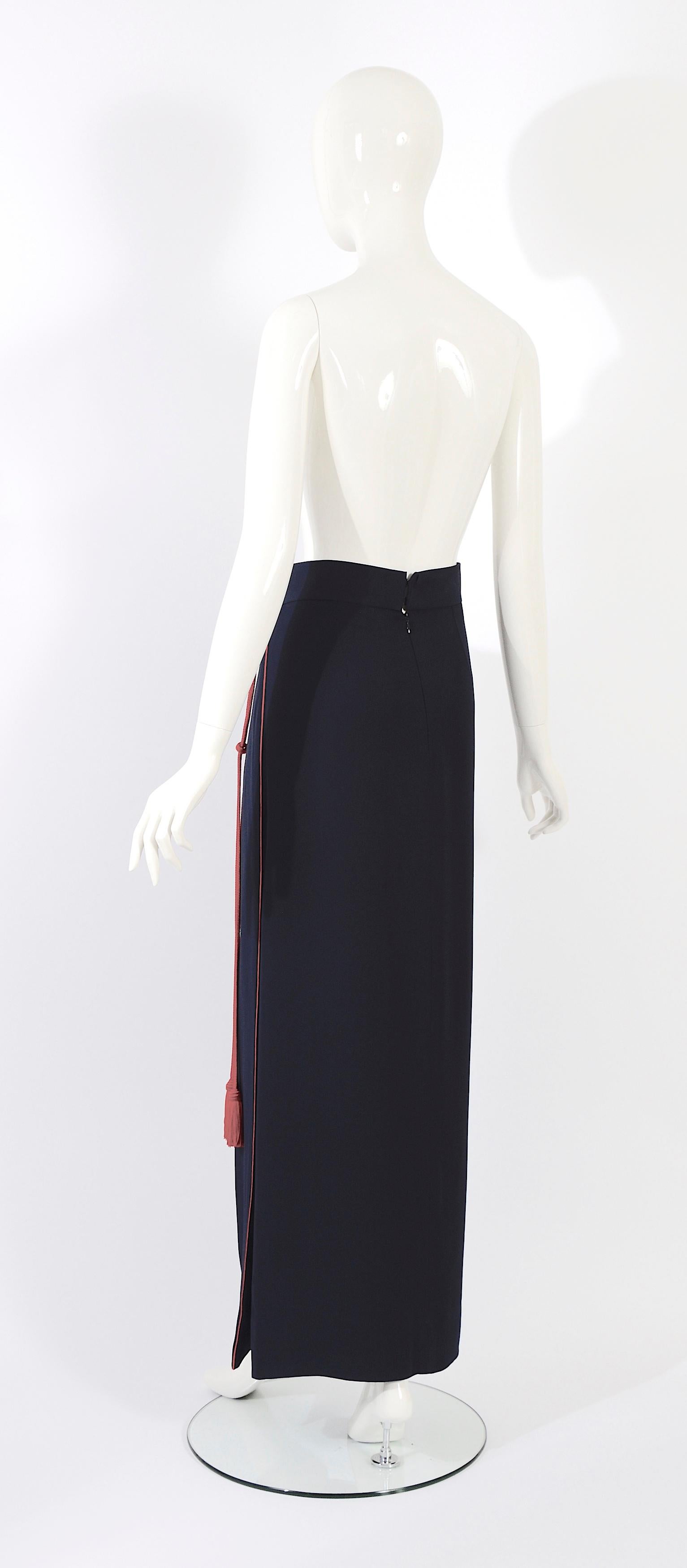 Christian Dior F/W 1993 by Gianfranco Ferre rare embellished bleu silk skirt   For Sale 2