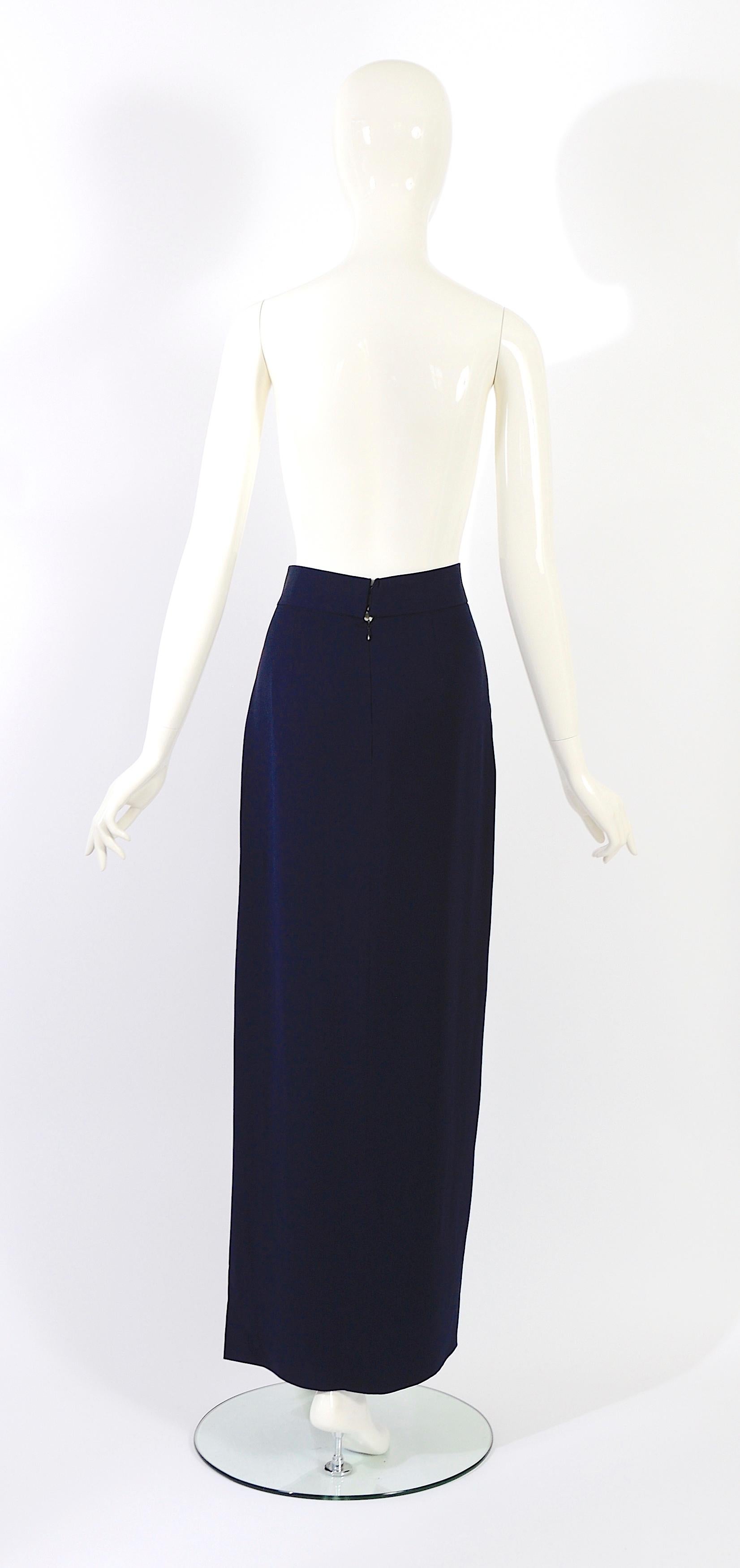 Christian Dior F/W 1993 by Gianfranco Ferre rare embellished bleu silk skirt   For Sale 3