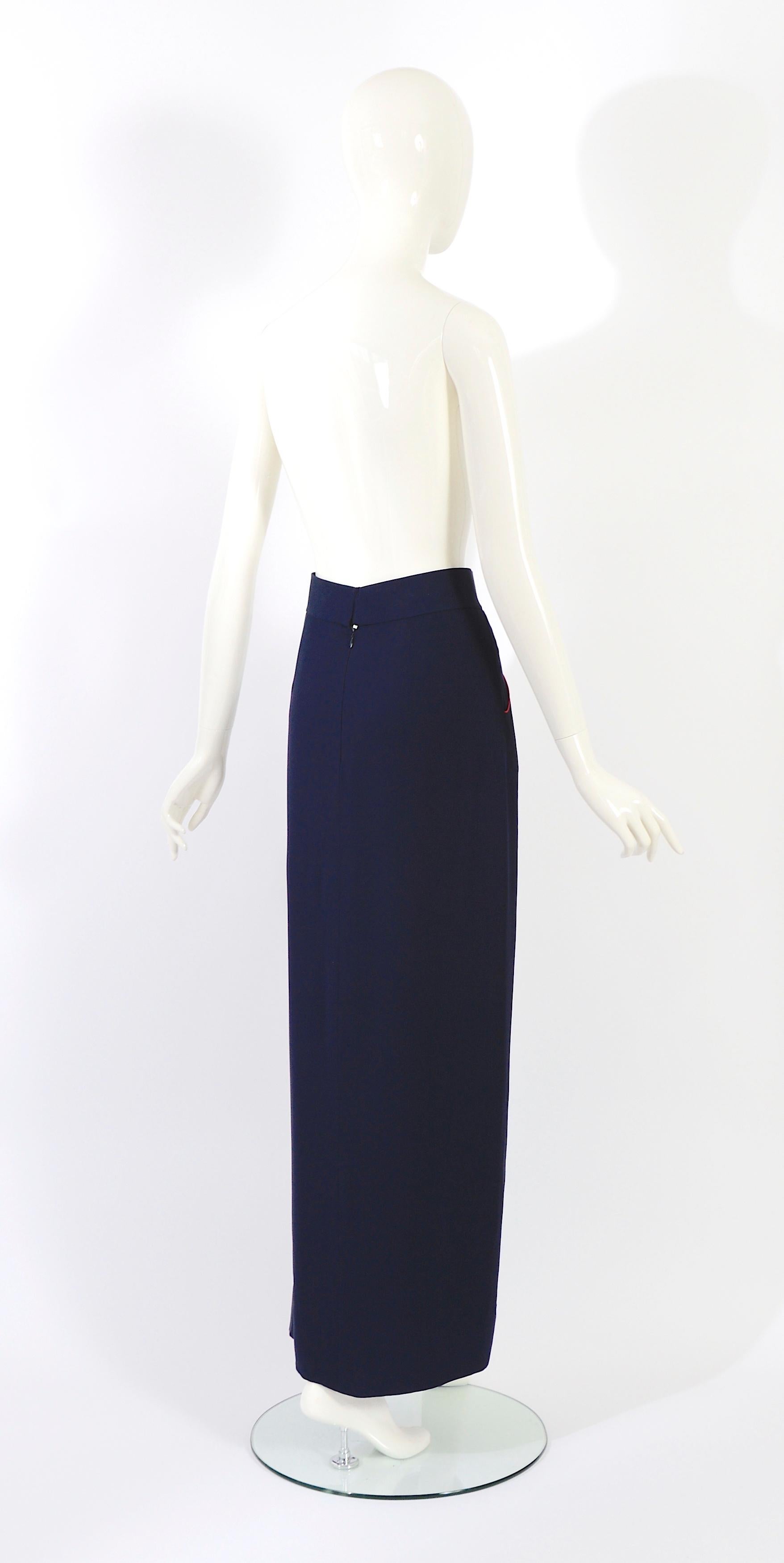 Christian Dior F/W 1993 by Gianfranco Ferre rare embellished bleu silk skirt   For Sale 4