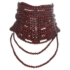 Christian Dior By Galliano F/w 1998, girocollo Masai con perle di legno a più strati