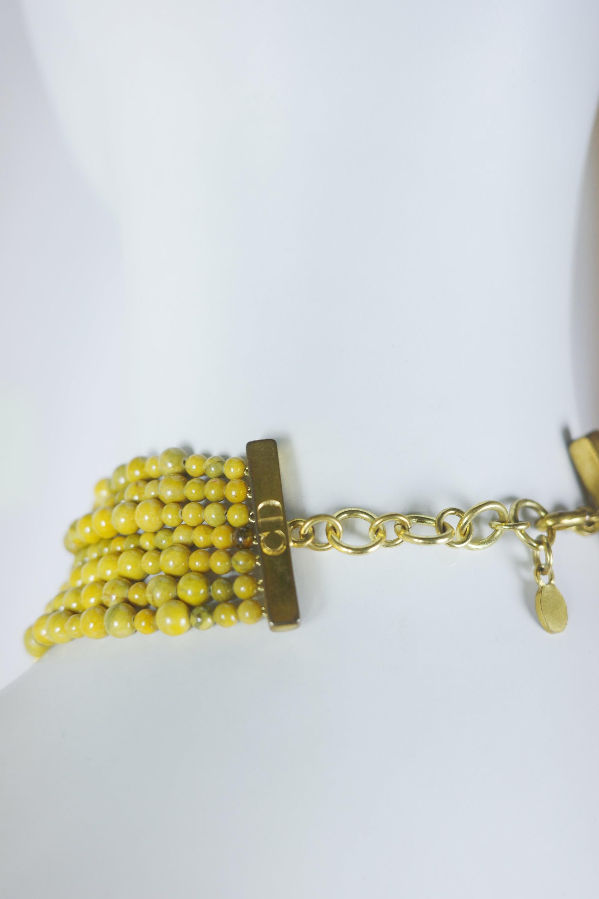 Christian Dior F/w 1999, girocollo Masai con perline di vetro color giallo senape in vendita 7