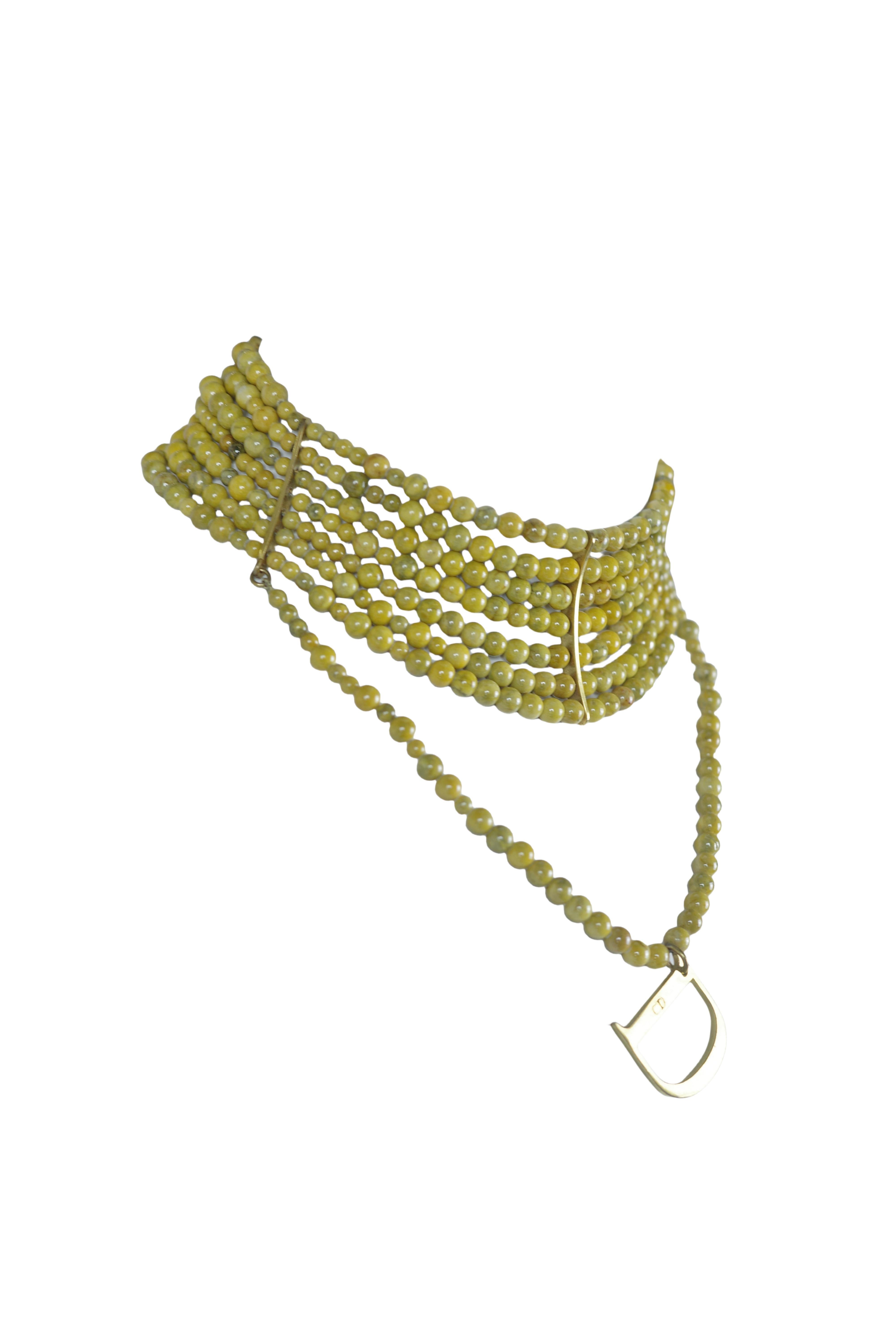 Christian Dior F/w 1999, girocollo Masai con perline di vetro color giallo senape in vendita 3