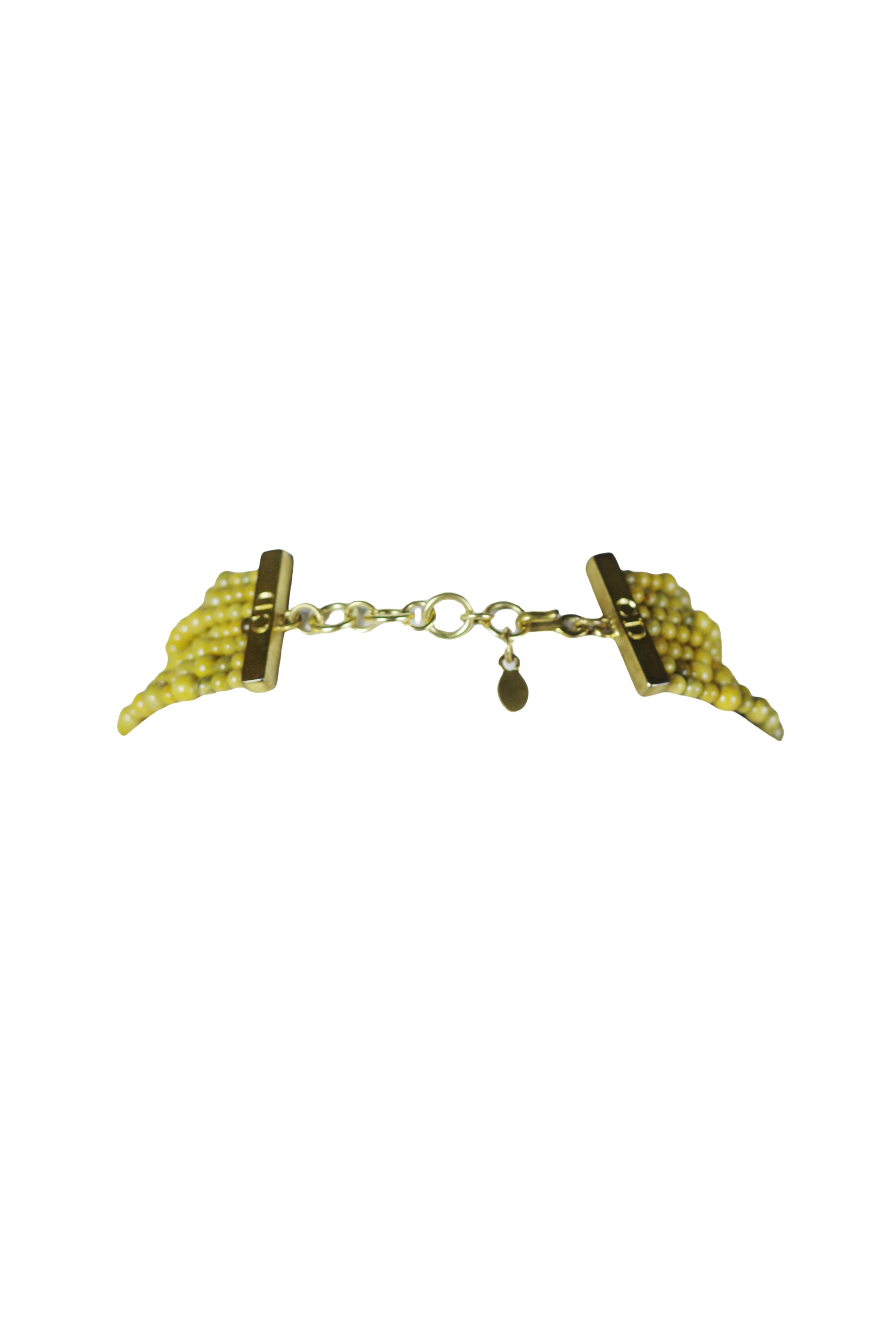 Christian Dior F/w 1999, girocollo Masai con perline di vetro color giallo senape in vendita 5