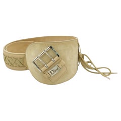 Christian Dior F/W 2002 tan suede "Admit it" corset wide belt
