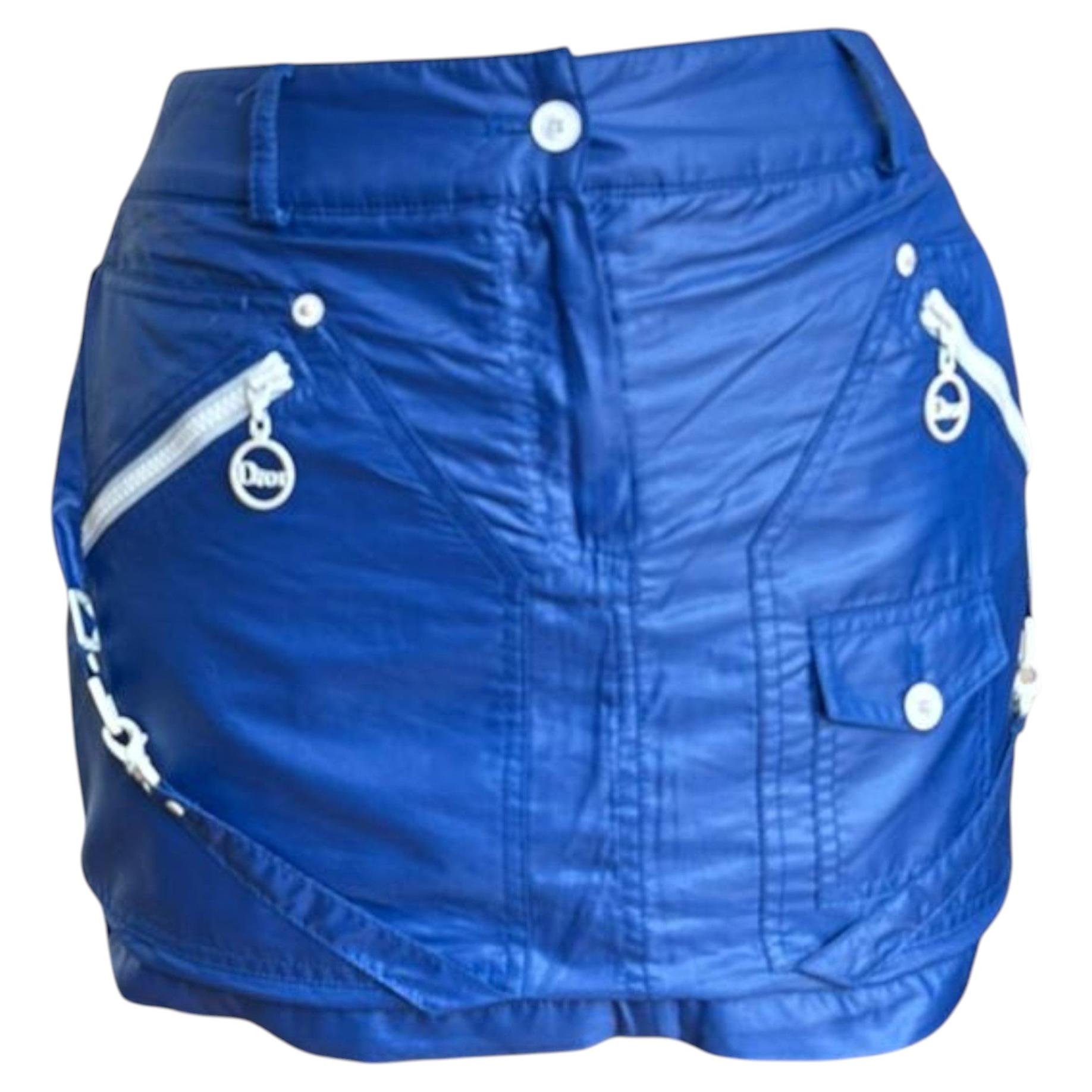 Christian Dior F/W 2004 Blue Nylon Technical Mini Skirt