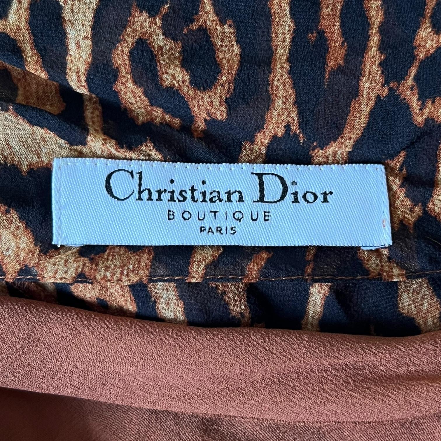Abito in seta con stampa ghepardo di Christian Dior A/I 2004 in vendita 1