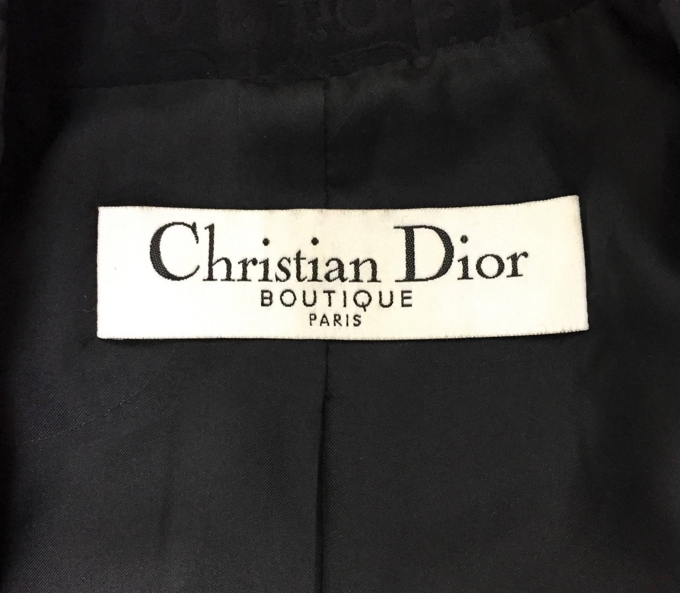 Christian Dior F/W 2005 Black Monogram Logo Pin-Up Bar Jacket Skirt Suit In Good Condition In Yukon, OK