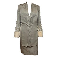 Christian Dior F/W 2007 Embellished Silk Faille Suit with Mink Cuffs