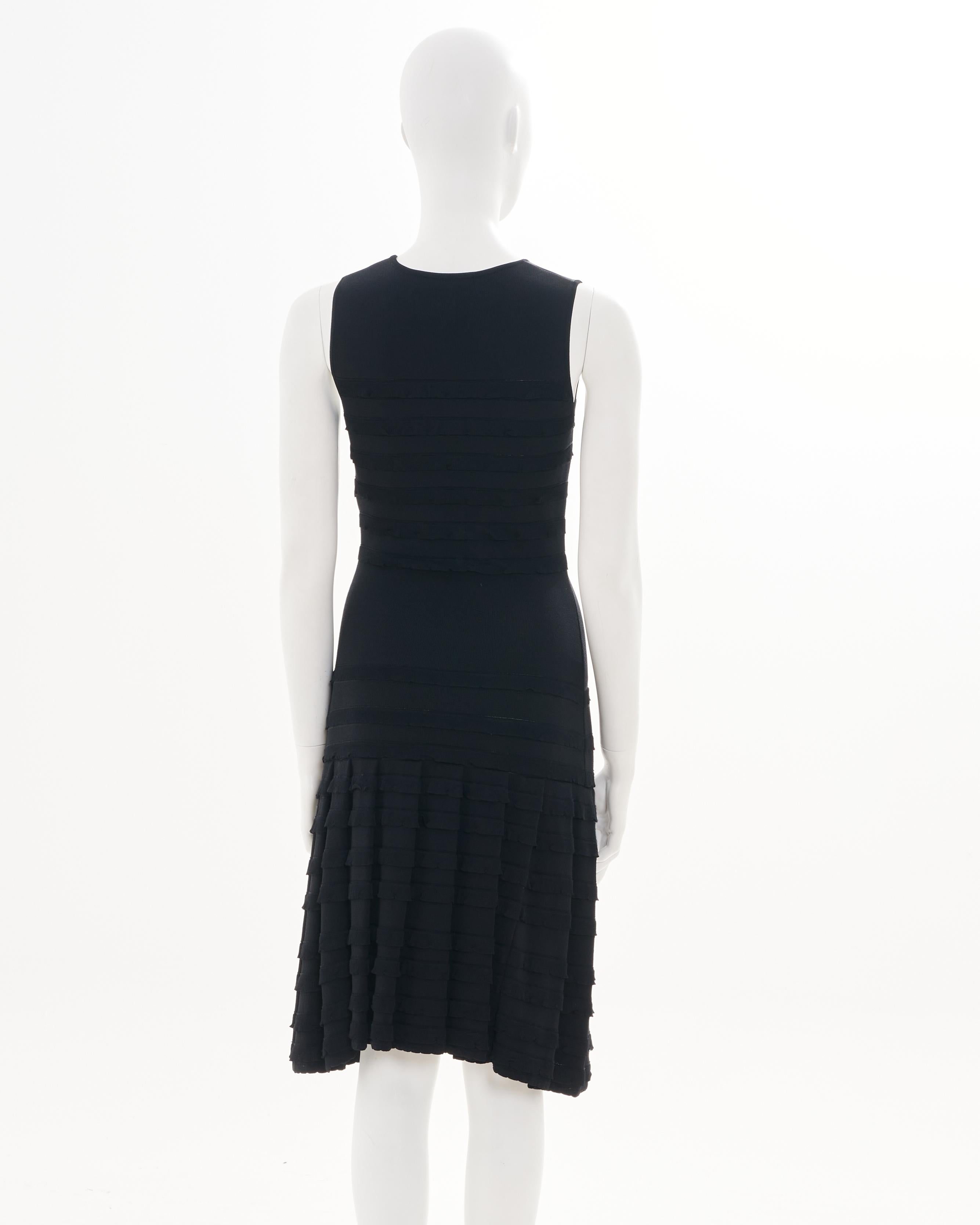 Christian Dior F/W 2012  Black Viscose Midi Dress with Layered Detailing In Excellent Condition For Sale In Milano, IT
