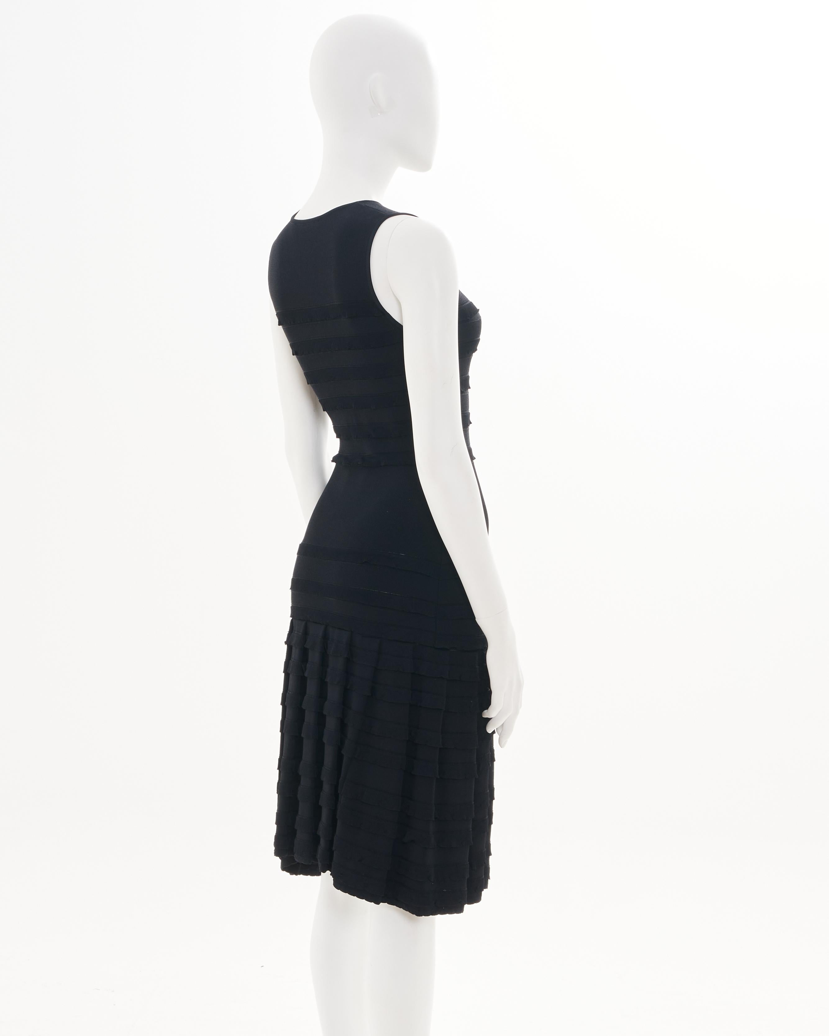 Women's Christian Dior F/W 2012  Black Viscose Midi Dress with Layered Detailing For Sale