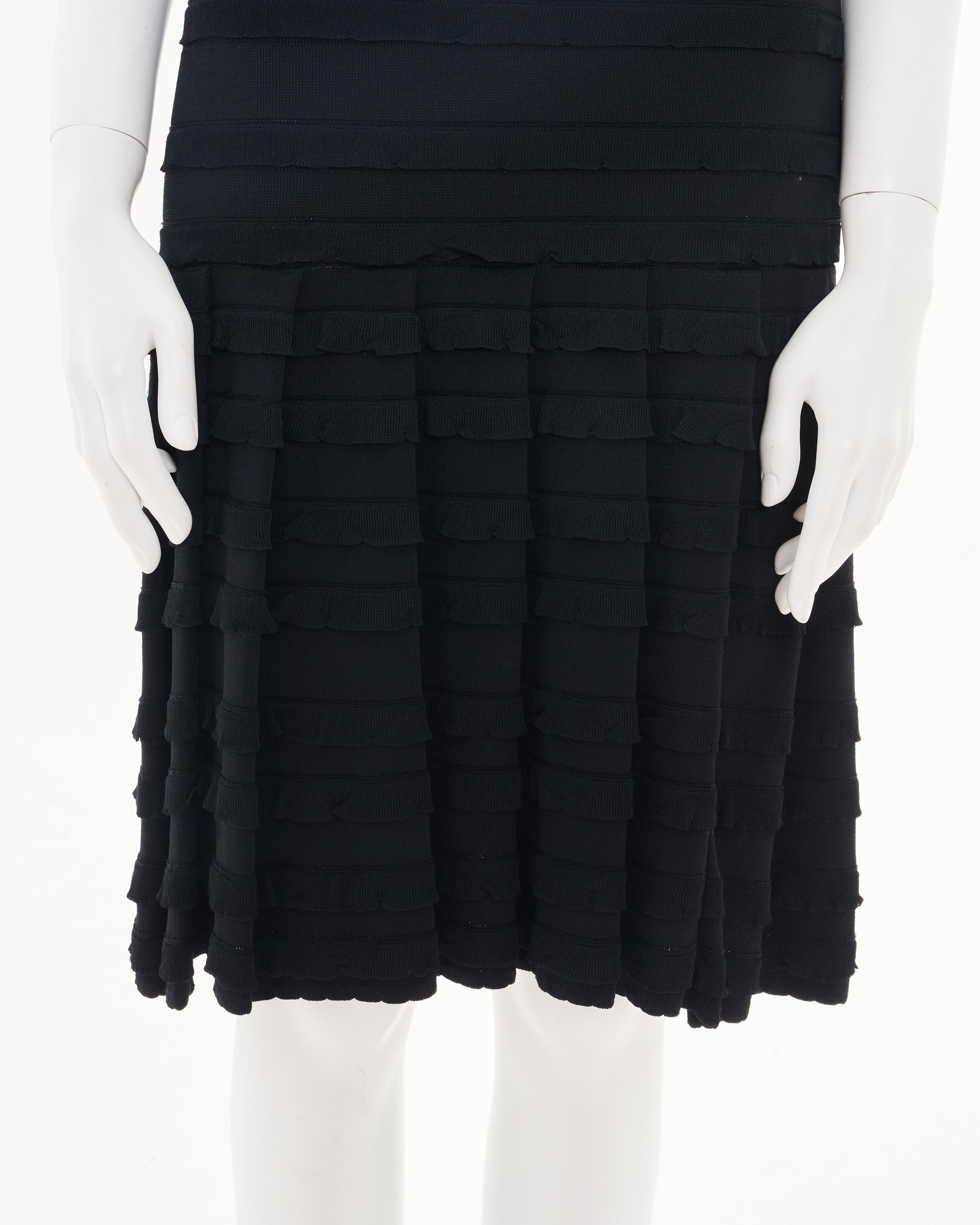 Christian Dior F/W 2012  Black Viscose Midi Dress with Layered Detailing For Sale 2