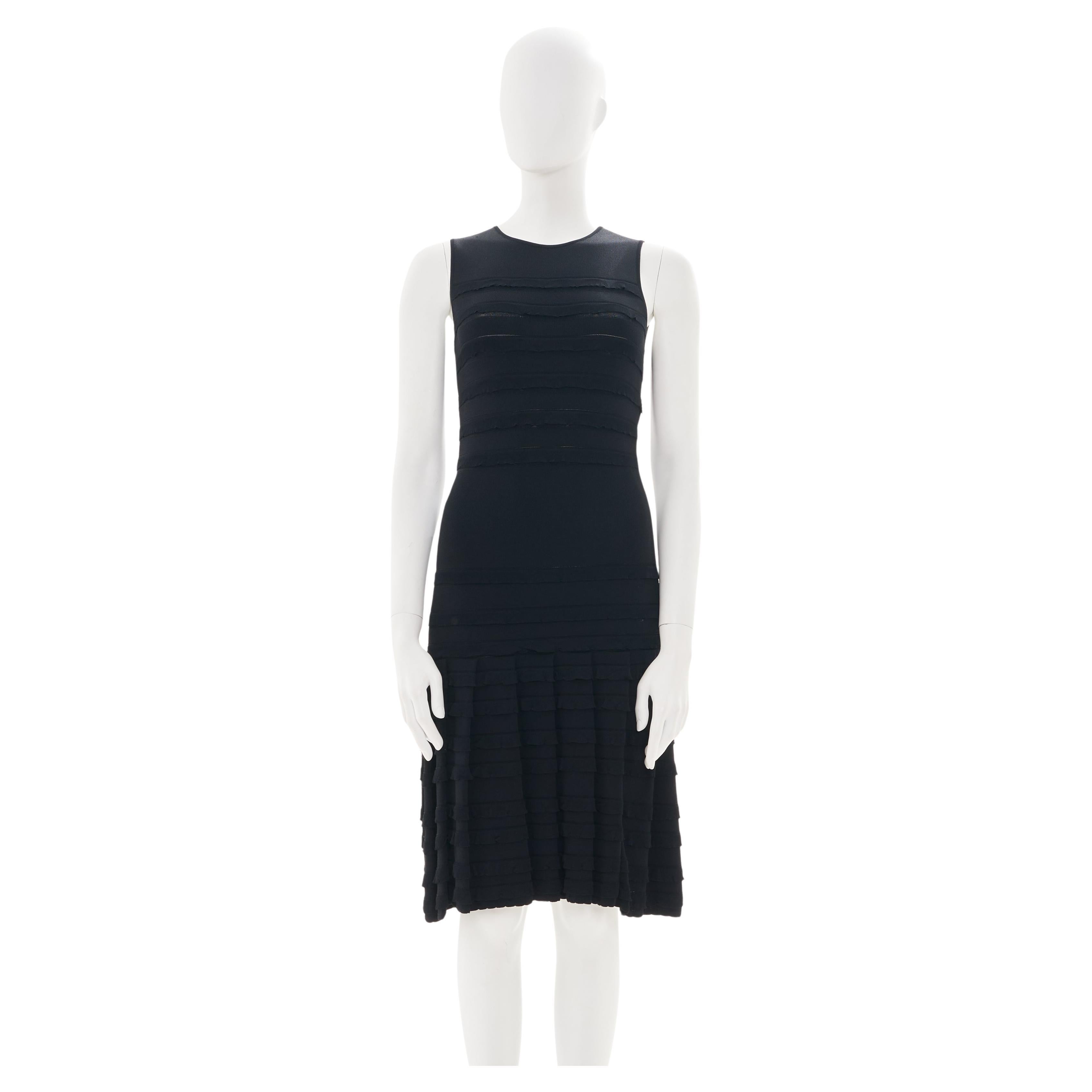 Christian Dior F/W 2012  Black Viscose Midi Dress with Layered Detailing For Sale