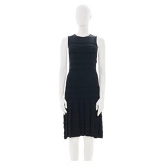 Christian Dior F/H 2012  Robe midi en viscose noire avec détails superposés