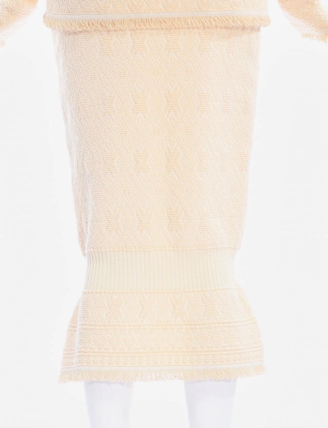 Ensemble veste et jupe texturées crème Christian Dior by John Galliano - Automne 1998 en vente 5