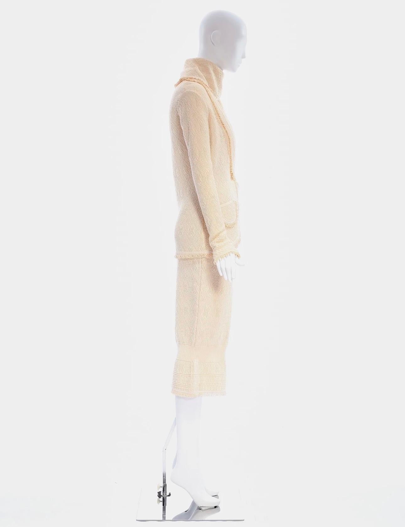 Ensemble veste et jupe texturées crème Christian Dior by John Galliano - Automne 1998 Pour femmes en vente