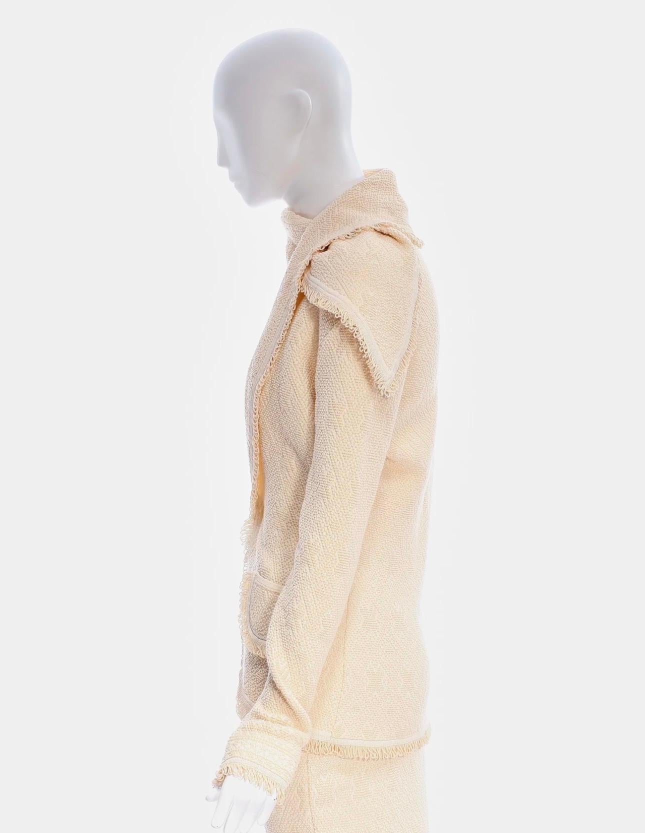 Ensemble veste et jupe texturées crème Christian Dior by John Galliano - Automne 1998 en vente 3