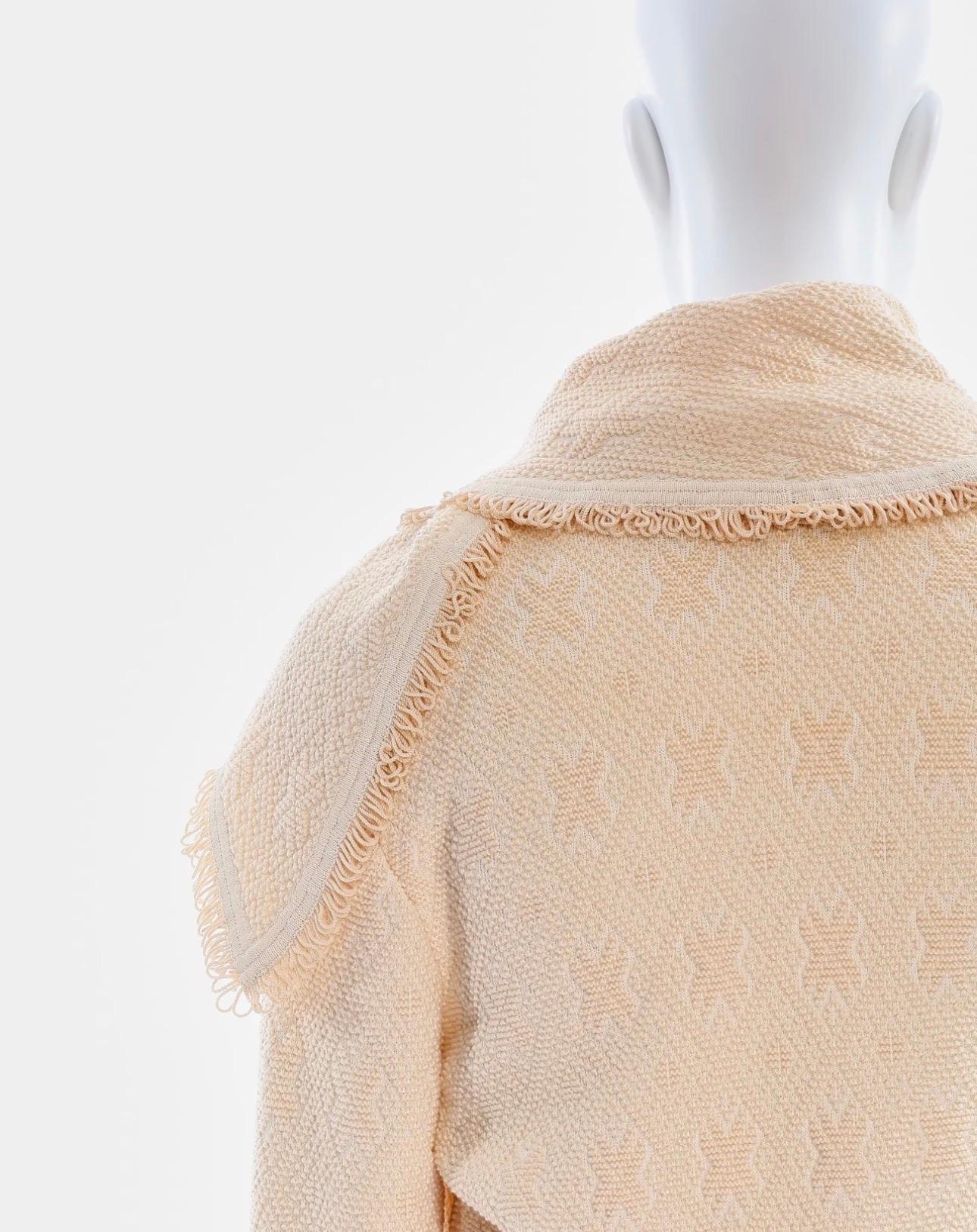 Ensemble veste et jupe texturées crème Christian Dior by John Galliano - Automne 1998 en vente 4