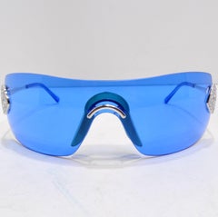 Christian Dior Fall 2000 Alek Blue Swarovski Embellished Logo Sunglasses