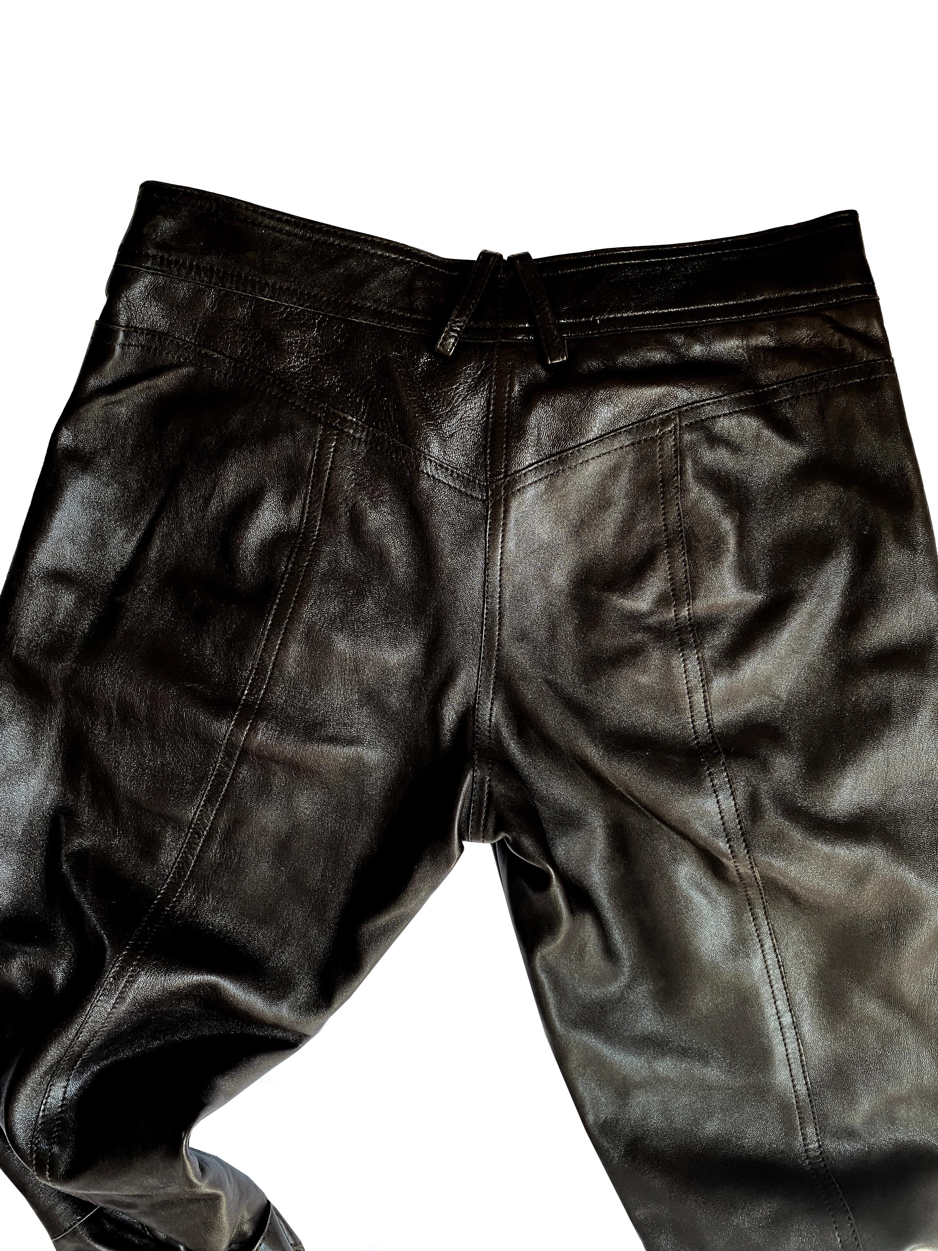 Christian Dior Fall 2003 John Galliano black lace up leather skinny pants In Excellent Condition In Paris, FR