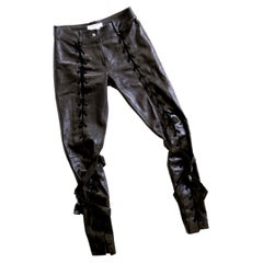 Christian Dior Fall 2003 John Galliano black lace up leather skinny pants