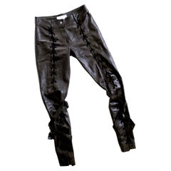 Christian Dior Herbst 2003 John Galliano Schwarze Hose aus Leder mit Schnürung
