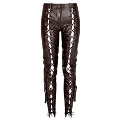 Christian Dior Fall 2003 Runway Leather Lace-Up Pants