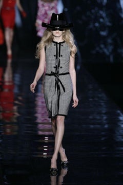 Christian Dior Fall 2008 Black and Off-white Houndstooth Dress by John Galliano
