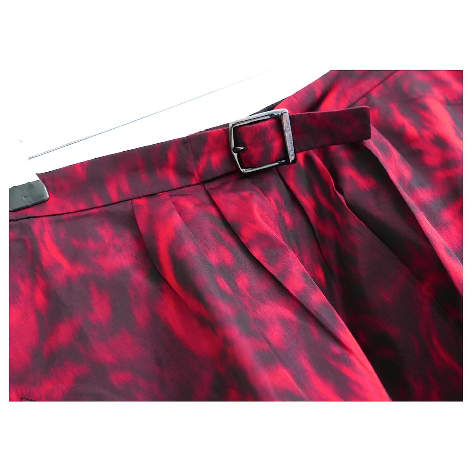 Marrone Christian Dior Fall 2021 Blurred Rose Taffeta Midi Skirt in vendita