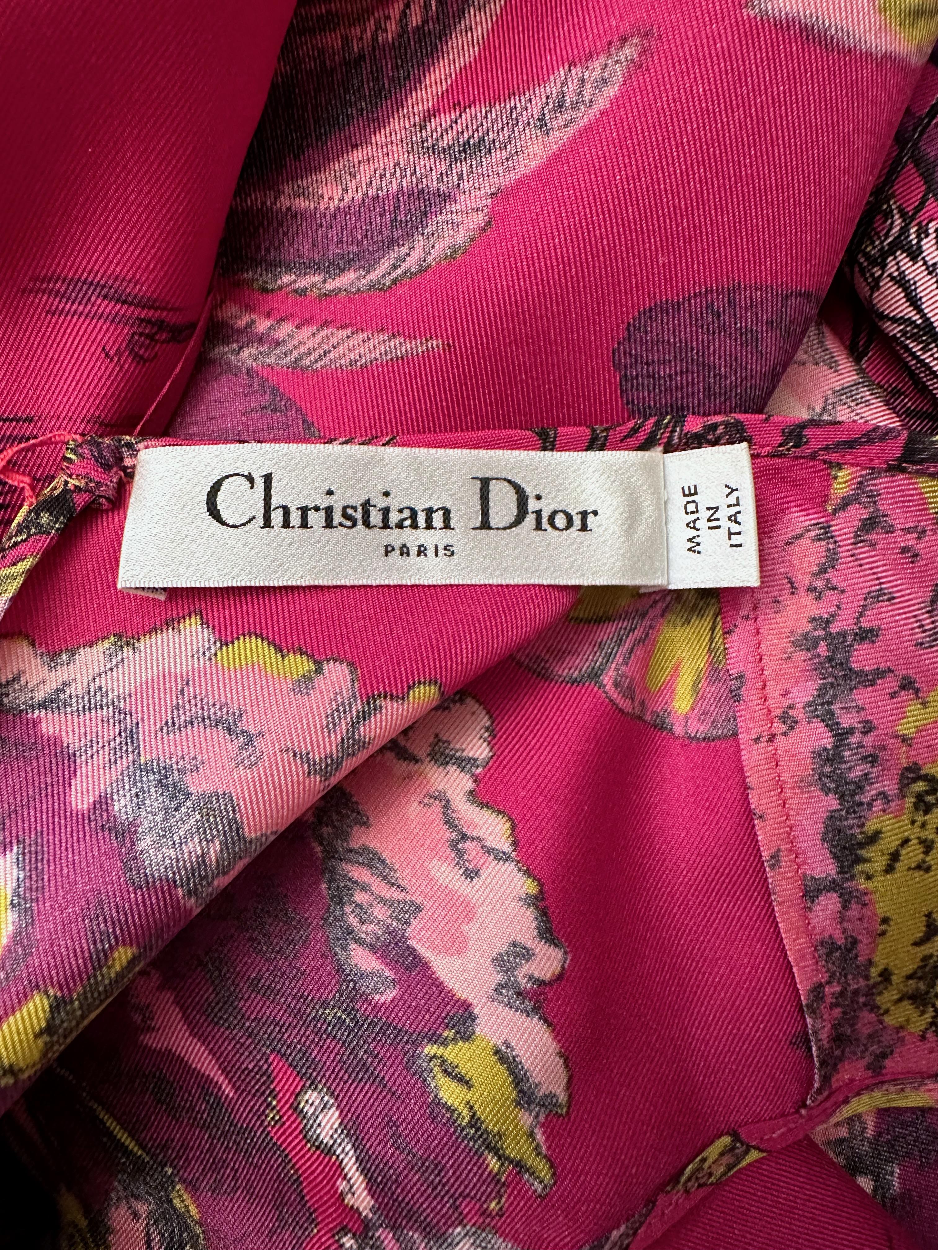 Christian Dior Fall 2023 Pink Silk Toile de Jouy Jumpsuit For Sale 2