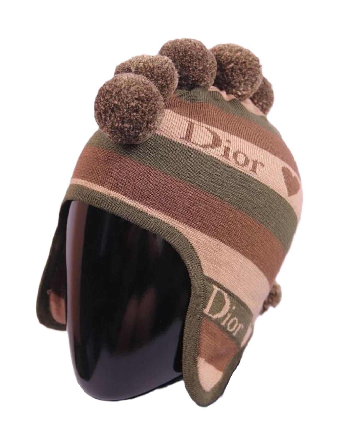 CHRISTIAN DIOR Gorro Mohawk de Punto Pom Pom Otoño Invierno 2002 en venta 1