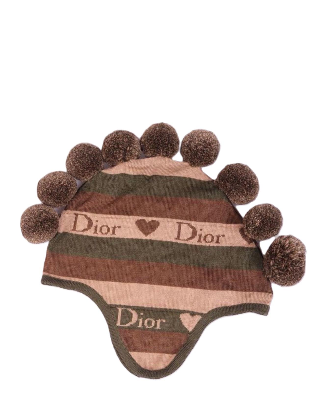 CHRISTIAN DIOR Gorro Mohawk de Punto Pom Pom Otoño Invierno 2002 en venta 3