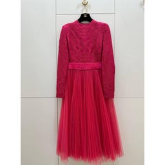 Christian Dior Fall/Winter 2012 Fuchsia Pink Pleated Tulle Dress Sz.38
