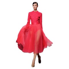 Christian Dior Fall/Winter 2012 Fuchsia Pink Pleated Tulle Dress Sz.38